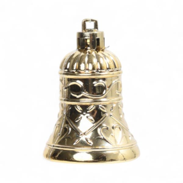 Kit Adorno De Natal Metal e Tecido Dourado Cromus 4x4cm 3 Unidades