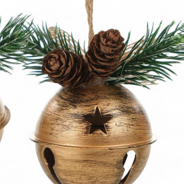 Kit Adorno De Natal Plástico Dourado Cromus 7x9cm 3 Unidades