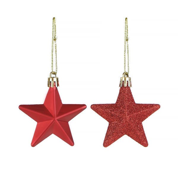 Kit Adorno De Natal Plástico Vermelho Cromus 6x6,5cm 12 Unidades
