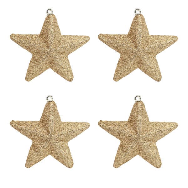 Kit Adorno Estrela para Árvore Plástico Ouro 9x8,5x2cm Cromus
