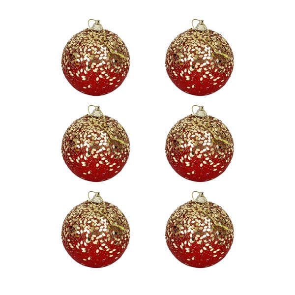 Kit Bola de Natal Dourada Brilhante 8cm 6 Peças Cromus