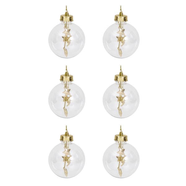 Kit Bola de Natal Dourada Estrela 8cm 6 Peças Cromus