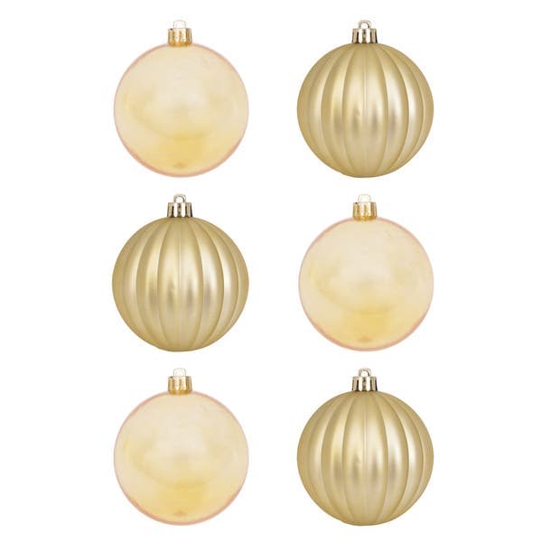 Kit Bola de Natal Dourada Lisa 8cm 6 Peças Cromus