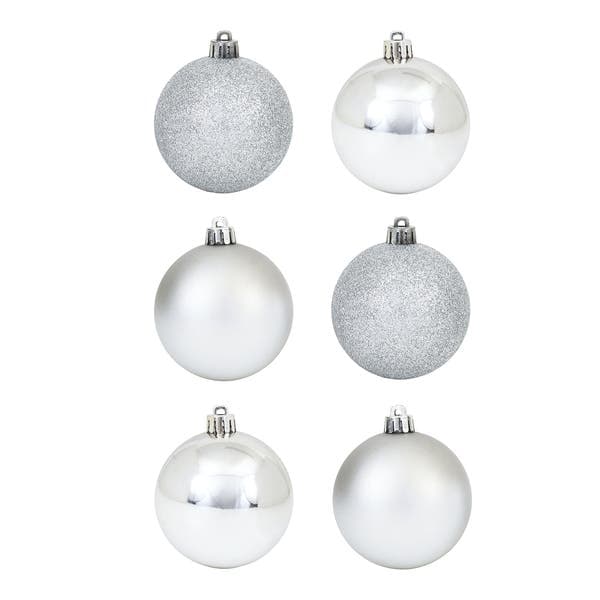 Kit Bola de Natal Prata Tubo 8cm 6 Peças Cromus