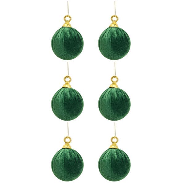 Kit Bola de Natal Verde Veludo 8cm 6 Peças Cromus