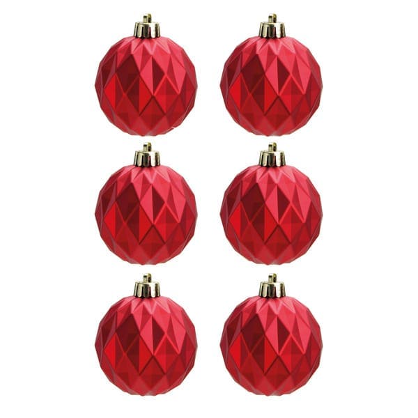 Kit Bola de Natal Vermelha Listrada 6cm 6 Peças Cromus