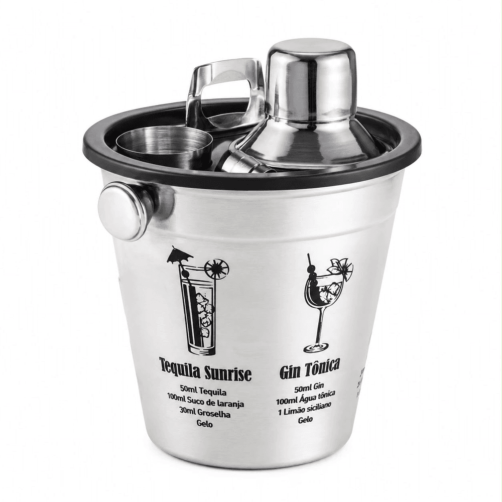 Kit Caipirinha 5 Peças Aço Inox - Lyor