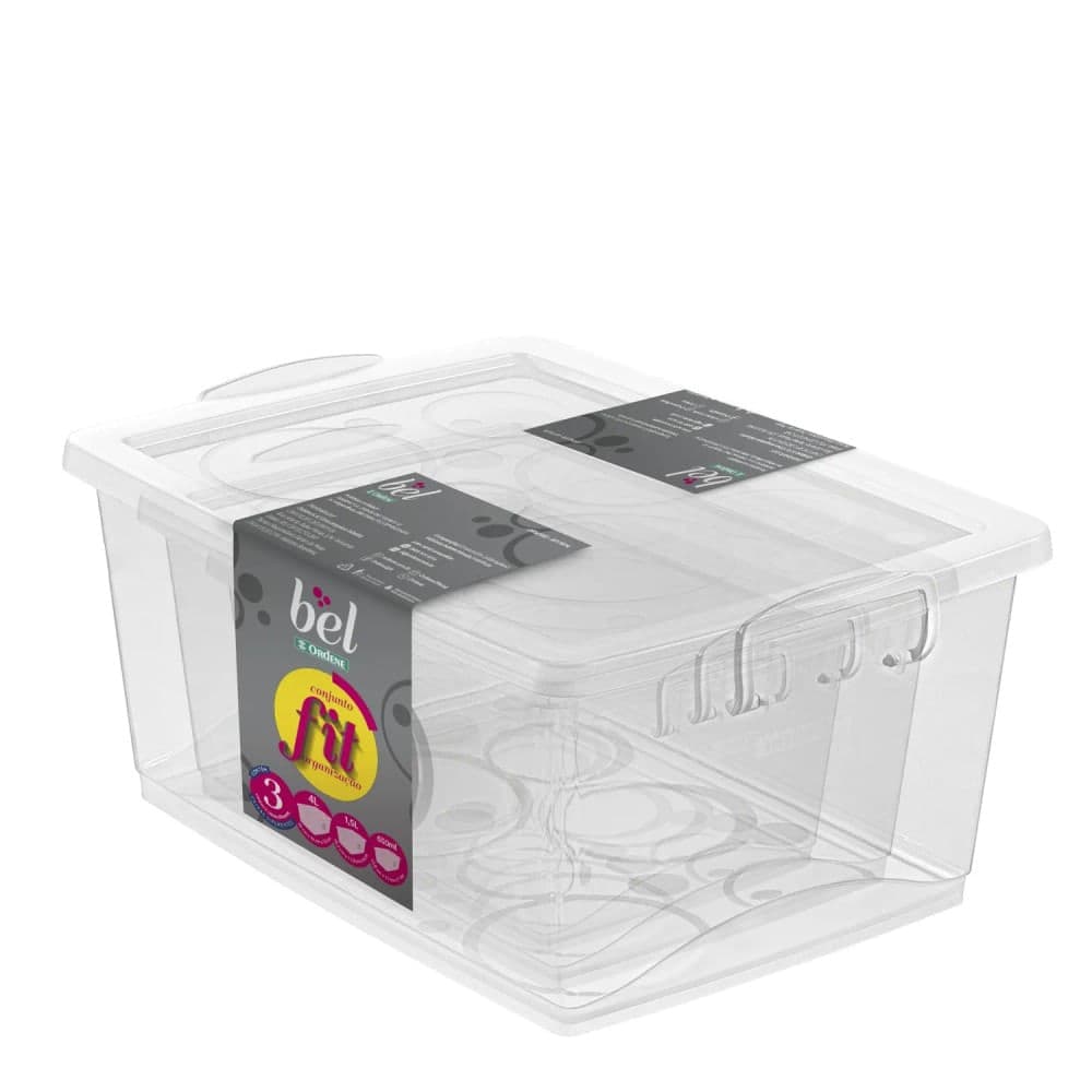 Kit Caixa Organizadora 3 Peças Cristal - Ordene