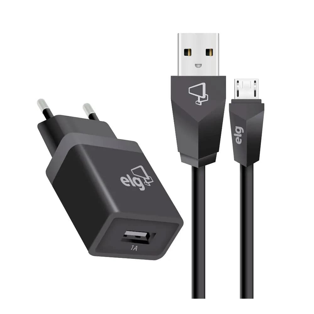 Kit Carregador Micro Usb Preto - Elg