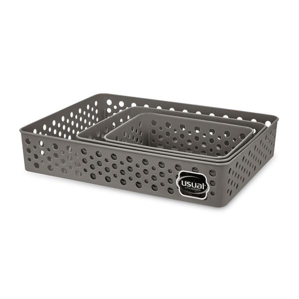 Kit Cesto Plástico Cinza Escuro 7x25,6 cm Usual Utilidades