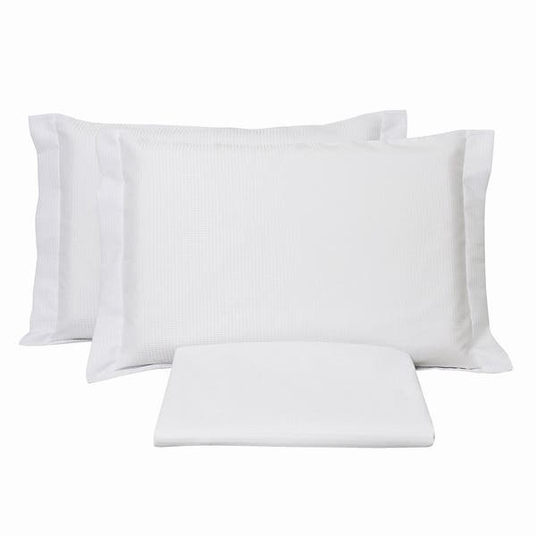 Kit Colcha Queen Size Plena Piquet Algodão Branco BecaDecor