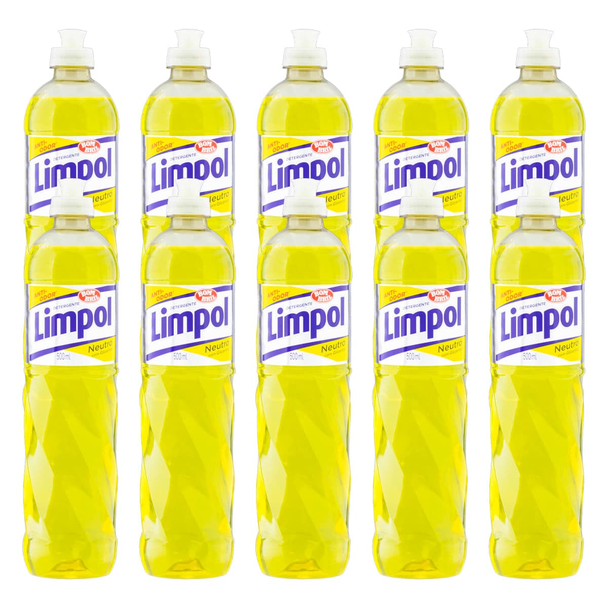 Kit Com 10 Lava-louças Limpol Líquido Neutro 500mL - Bombril