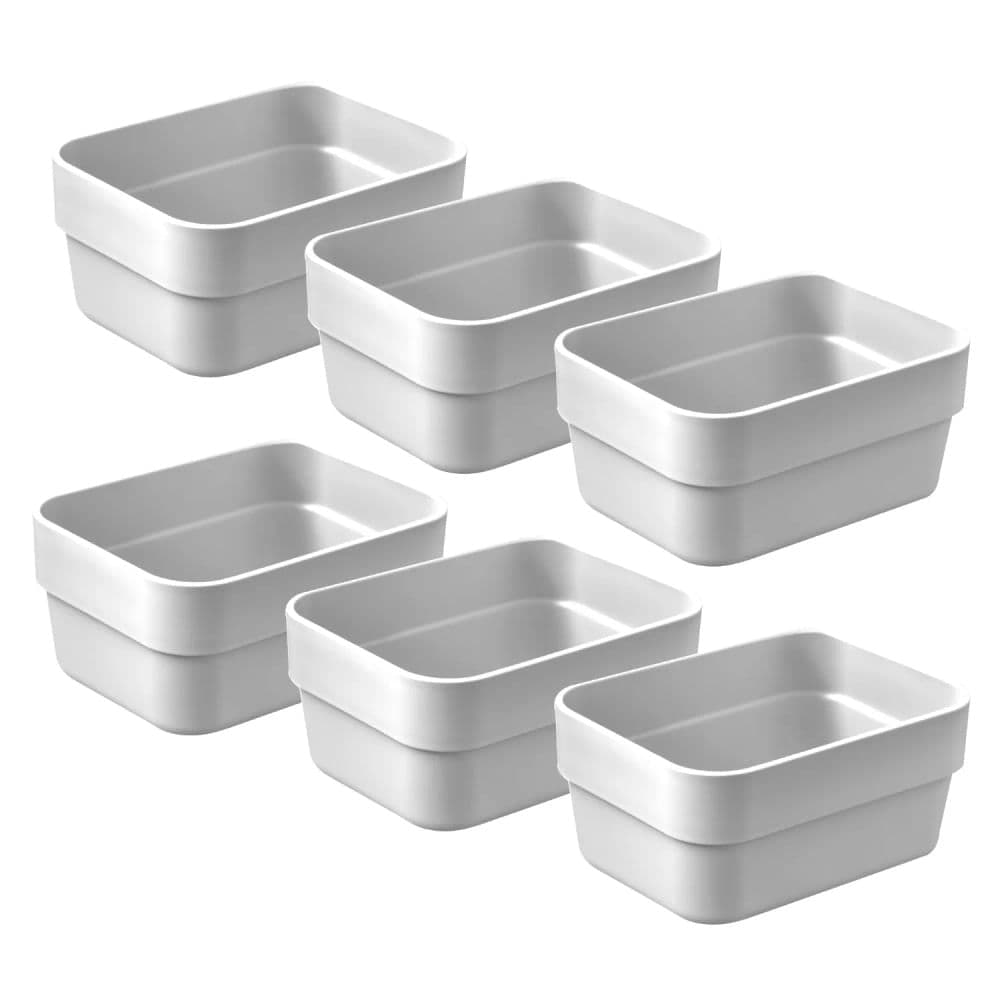 Kit Com 6 Caixas Organizadoras Retangular Logic 5,6x11,5cm Bege - Ou