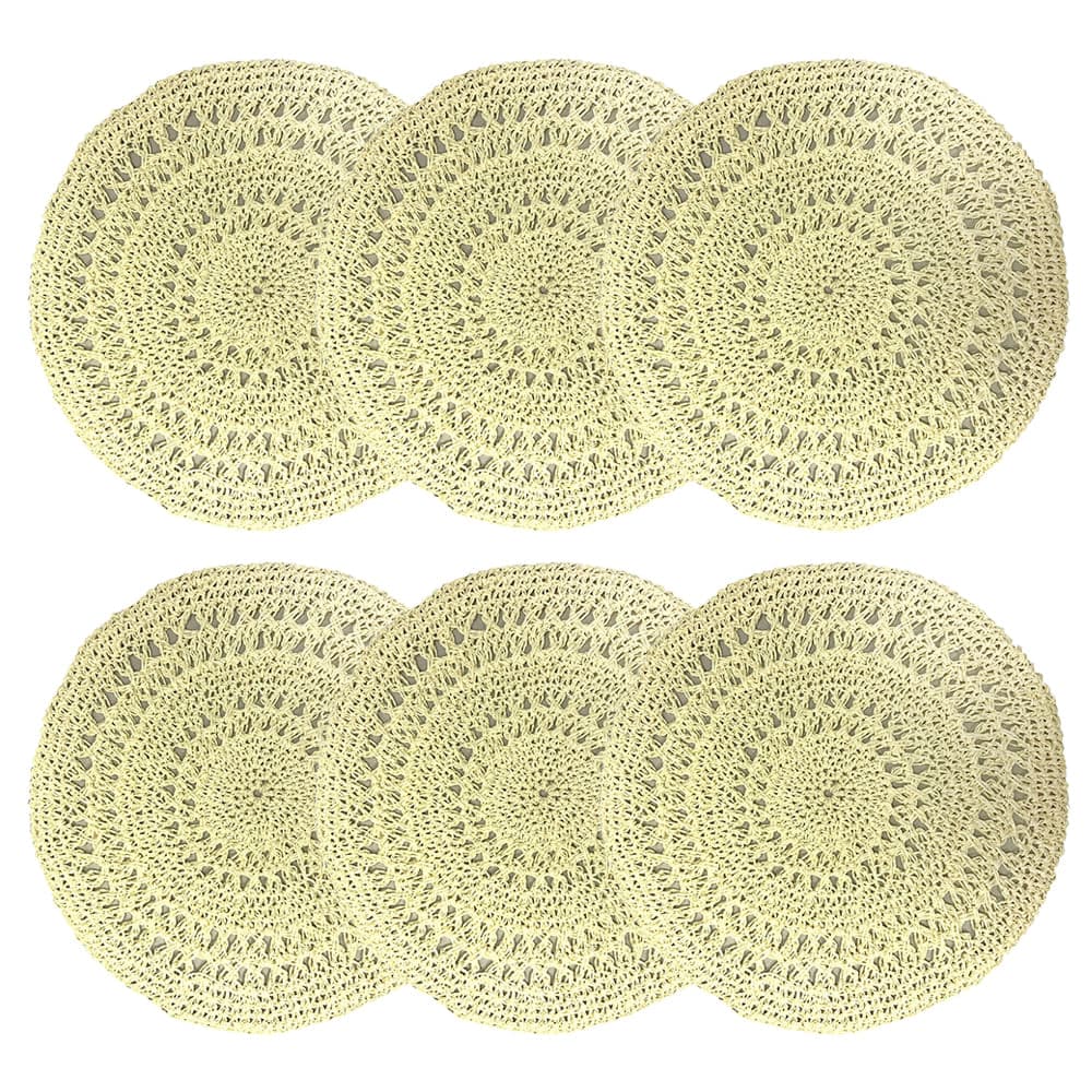 Kit Com 6 Serviço Americano Tricot Amarelo Soft - Yoi