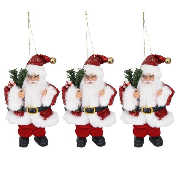 Kit Enfeite Adorno Noel Metal Vermelho 15x10x4cm Cromus 3 Peças