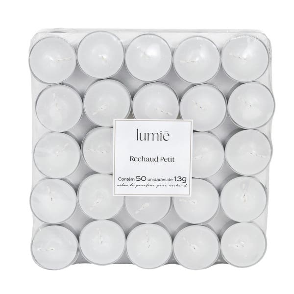 Kit Velas Decorativas 50 unidades de 13g Branco 1,5x3,5cm Lumie