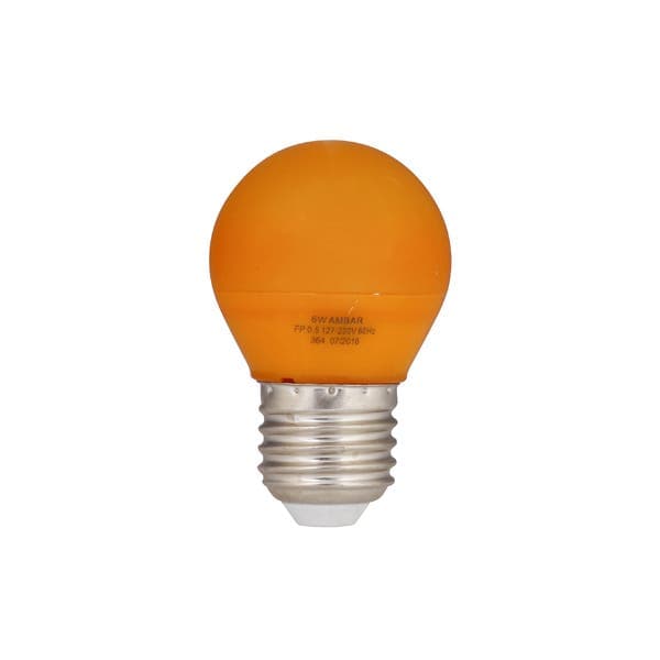 Lâmpada de LED E27 Bolinha 6W Luz Âmbar Bivolt Luminatti