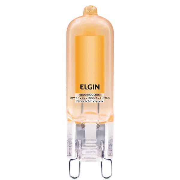 Lâmpada de LED Filamento G9 Tubo 2W 160lm Luz Âmbar 220V Elgin