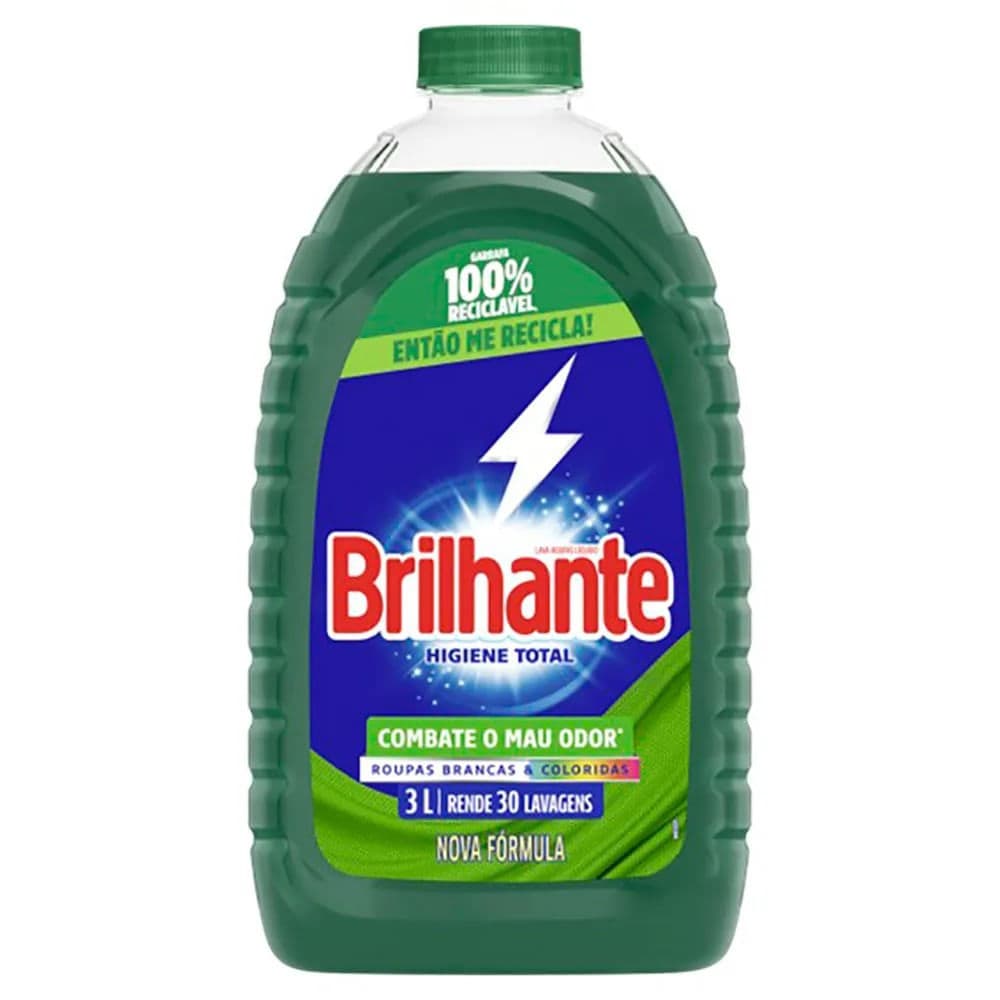 Lava Roupas Liquido Higiene Total 3l - Brilhante