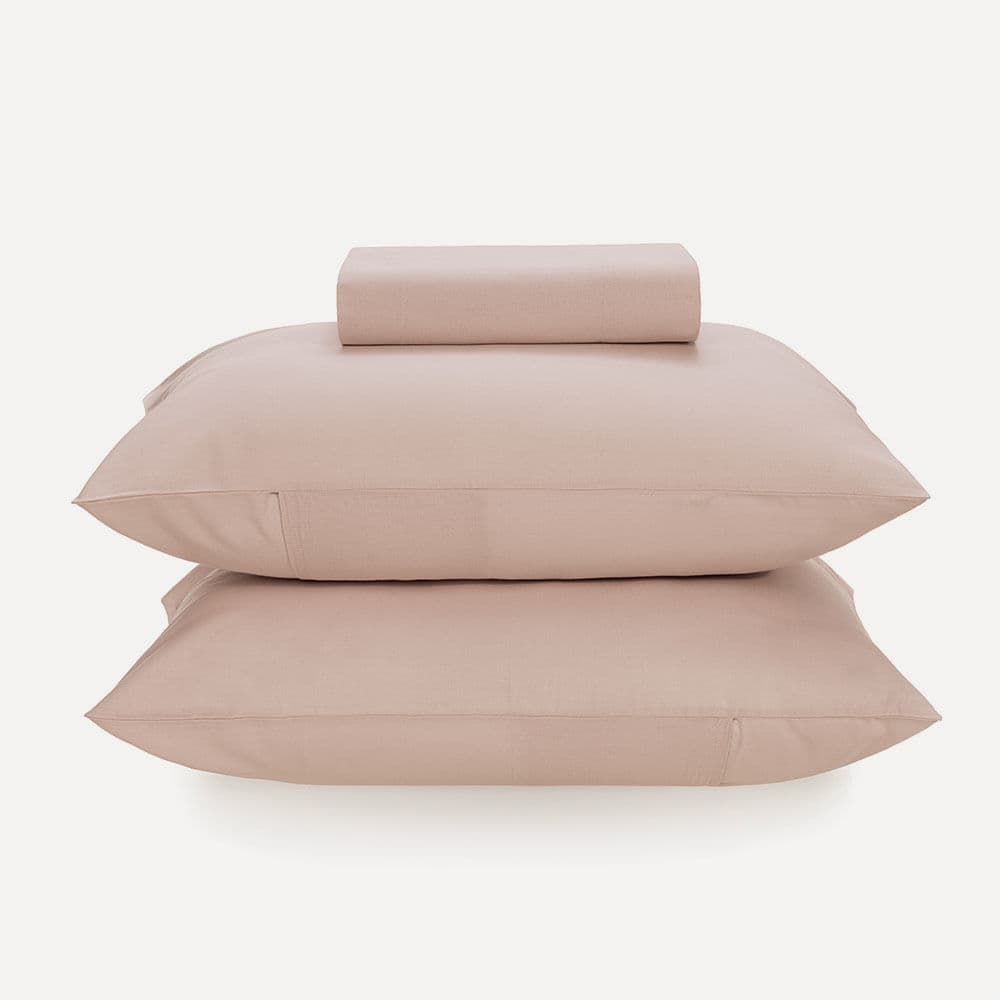 Lençol Casal com Elástico e Fronhas 100% Algodão Matiza Rosa Giz
