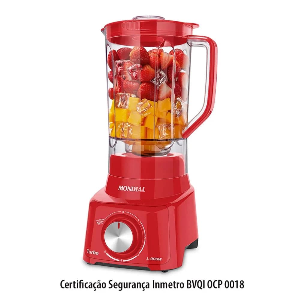 Liquidificador Mondial Red L-900 com 5 Velocidades Vermelho — Liquidificador Mondial Red L-900 com 5 Velocidades Vermelho · Ref. 4549