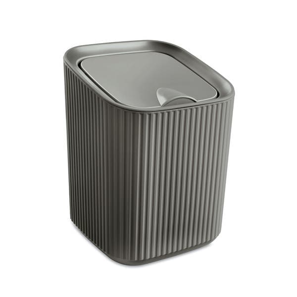 Lixeira 1,25L Plástico Manual Cinza Escuro Usual Utilidades