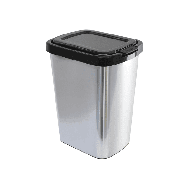 Lixeira 9L Plástico Click Inox e Preto Arqplast