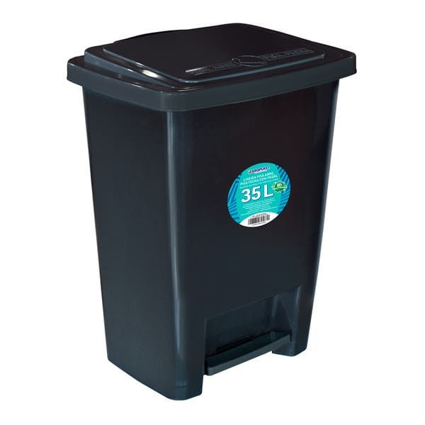 Lixeira com Pedal 35L Plástico Basculante Preta Arqplast