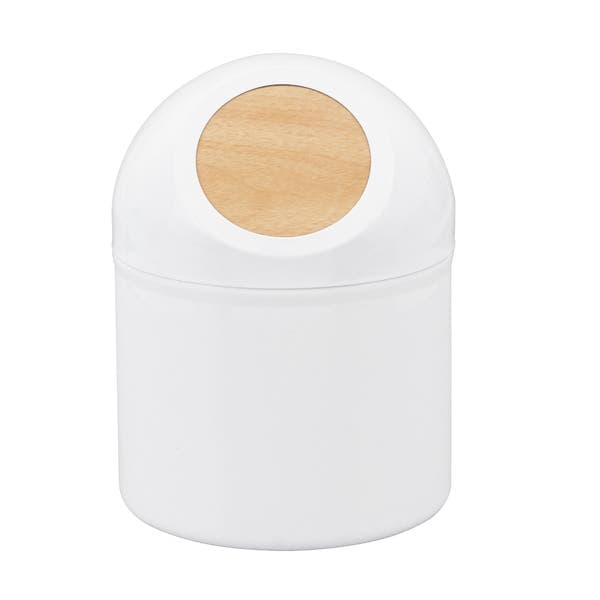 Lixeira de Bancada Banheiro 1,3L Aço Manual Branca Urban Sensea