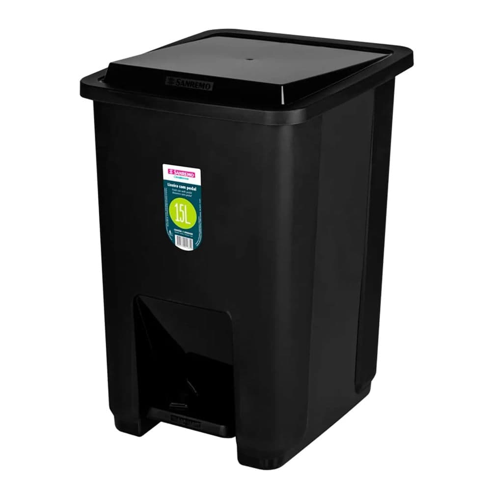 Lixeira de Chão com Pedal 15l Preta - Nitron