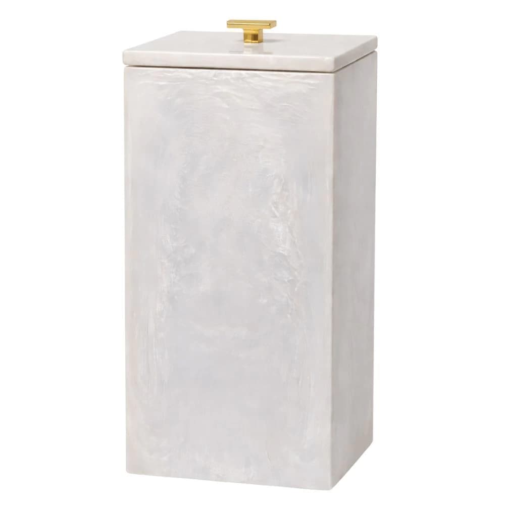 Lixeira de Resina Quadrada Resimetal Madrepérola Gold 32x15cm