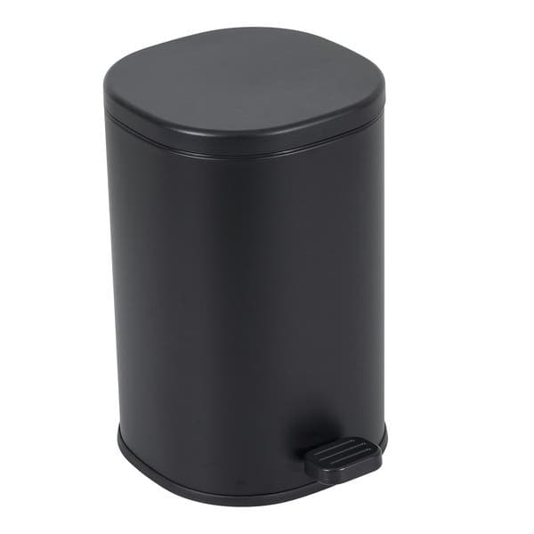 Lixeira para Banheiro 5L Metal Ferro Pedal Preta Redonda Aemaxx