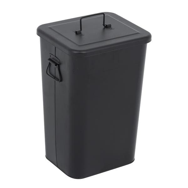 Lixeira para Cozinha 26L Metal Aço Manual Preto Delinia
