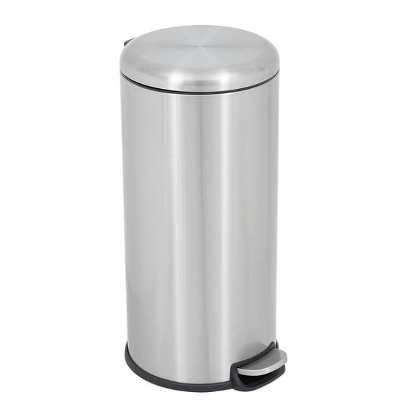 Lixeira para Cozinha 28L Metal Inox Pedal Prata Escovado Delinia
