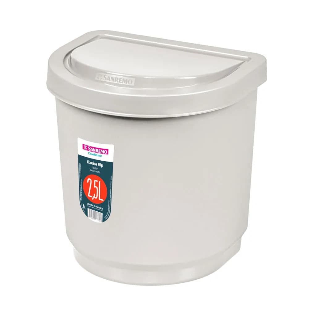 Lixeira Pia Flip 2,5l Bege - Sanremo