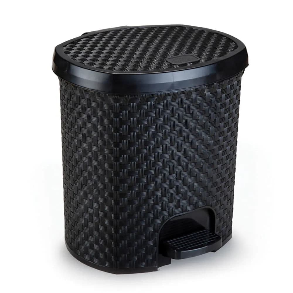 Lixeira Rattan com Pedal 6l Preta - Nitron