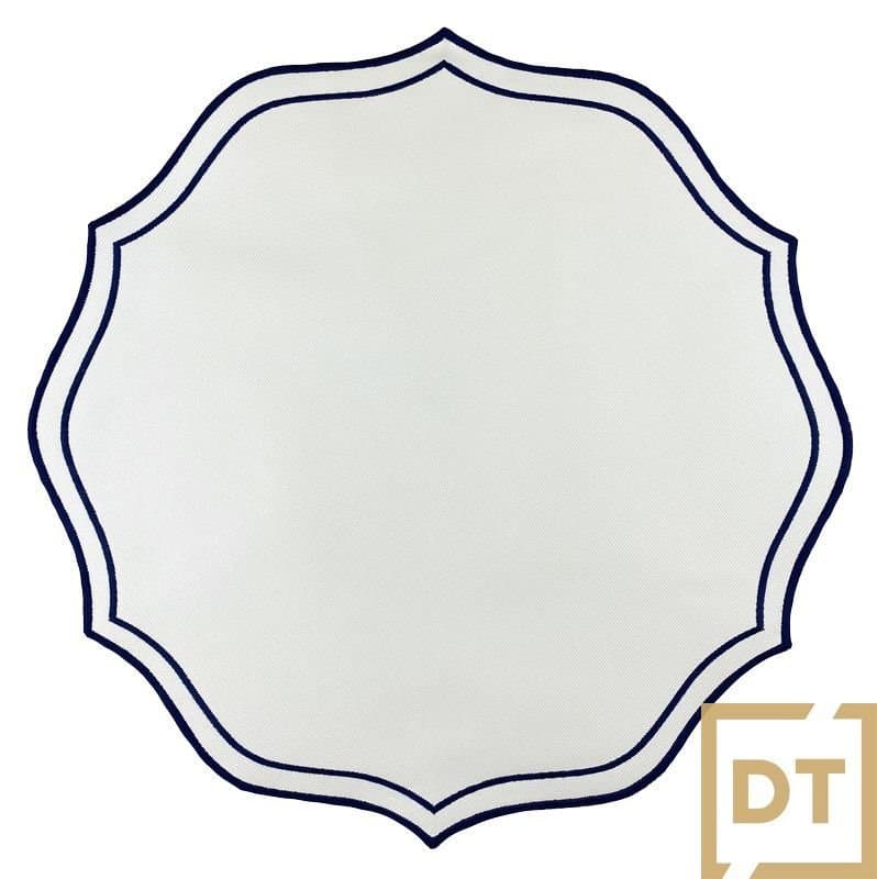 Lugar Americano Bordado Decortextil Off White e Marinho