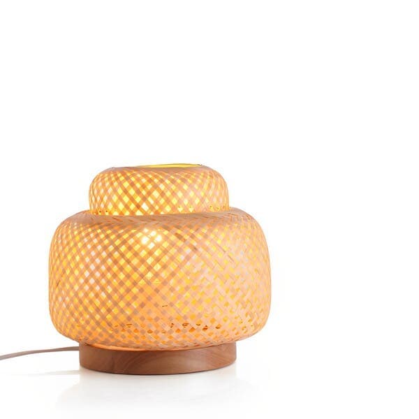 Luminária de Mesa Bambu E27 26cm Oikos
