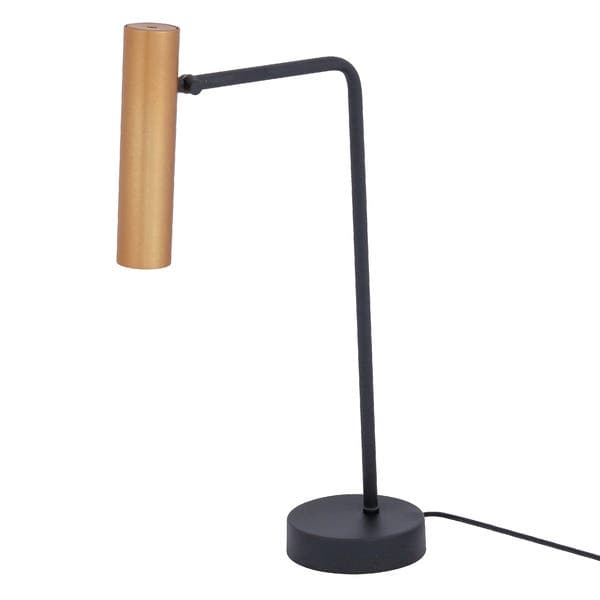 Luminária de Mesa Preta e Dourada Metal Mini Tube Auremar