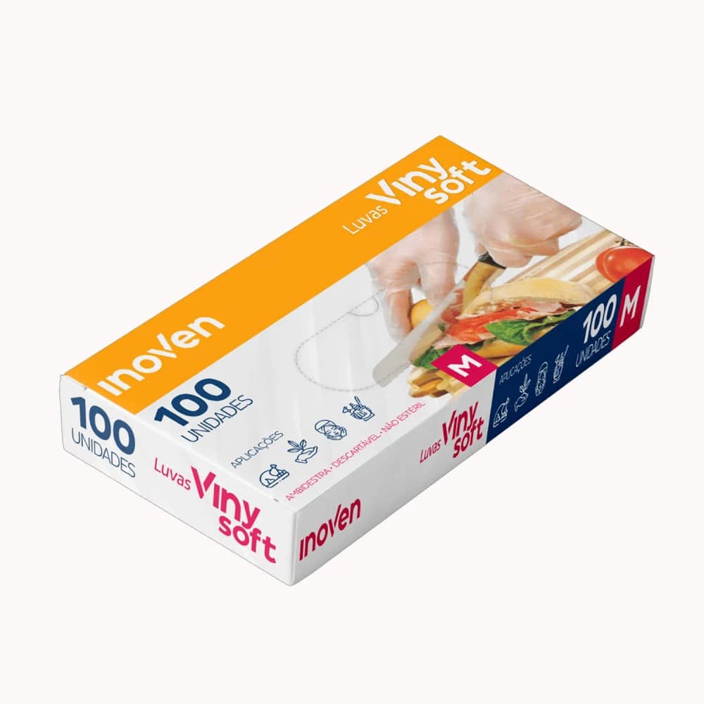 Luva Descartável Vinysoft Transparente m - Inoven