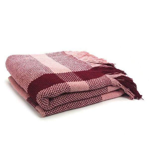 Manta Xadrez Rústica Sofá Rosa 1,70x2,20m Sustentável Guaratinguetá