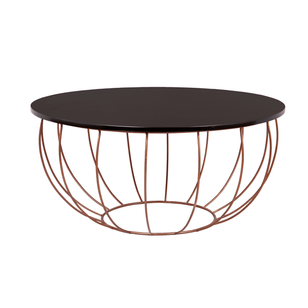 Mesa de Apoio para Jardim Redonda 80x80x40cm Ferro Marrom Shangai