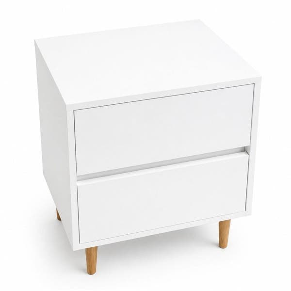 Mesa de Cabeceira 60x50x40cm MDF Branco com Gavetas Lume Agardi