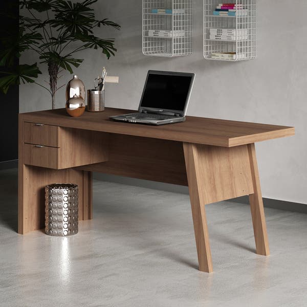 Mesa para Escritório 74,5X163X60cm Madeira Amêndoa TecnoMobili