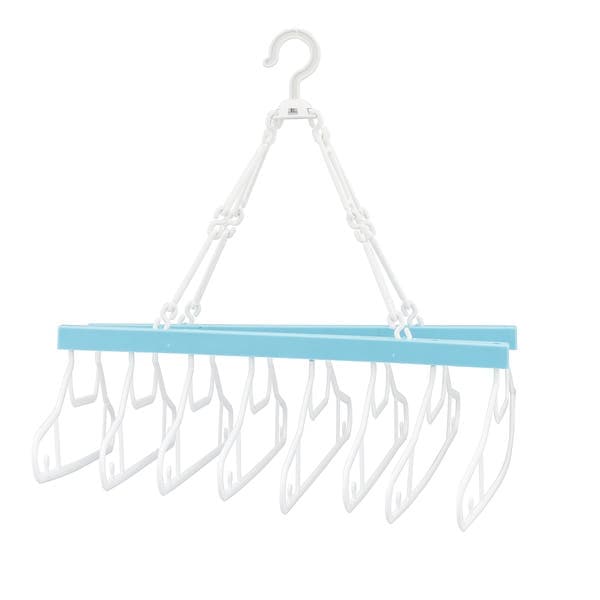 Mini Varal com 8 Cabides Branco e Azul Maxeb