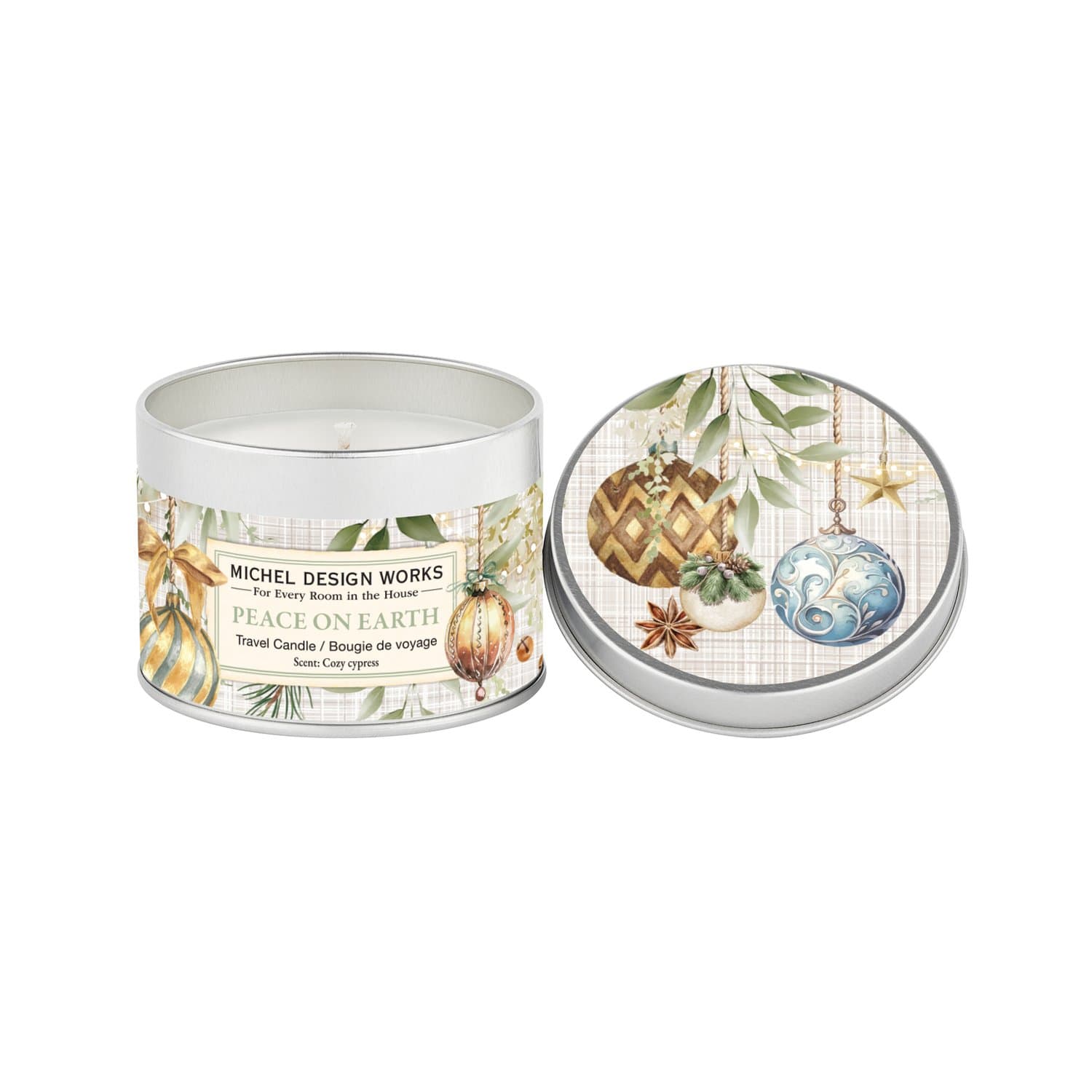 Mini Vela em Lata Peace on Earth Michel Design Works 20 Horas