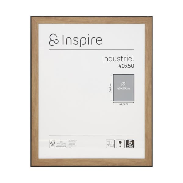Moldura Insdustrial com Vidro Walnut Marrom 40x50cm Inspire