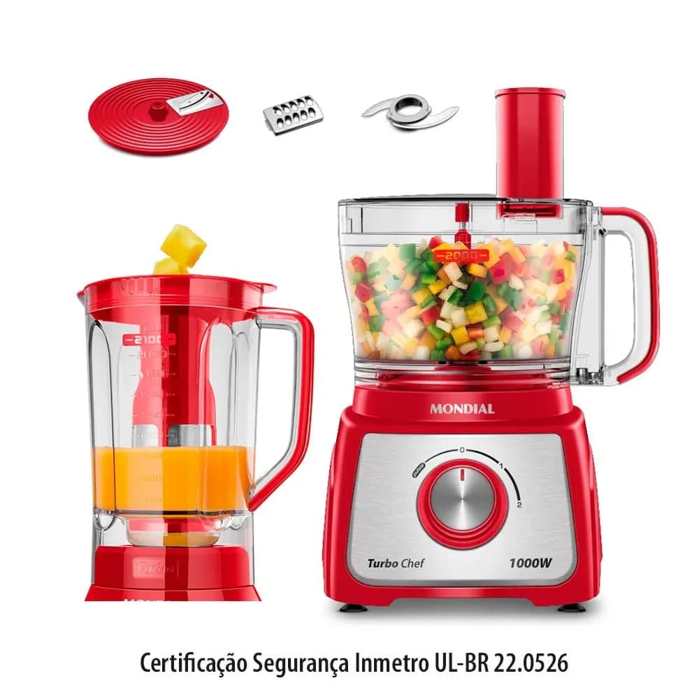 Multiprocessador Mondial Chef 5 em 1 Vermelho — Multiprocessador Mondial Chef 5 em 1 Vermelho · Ref. 27743
