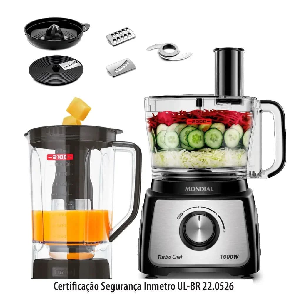 Multiprocessador Mondial Chef 7 em 1 Preto — Multiprocessador Mondial Chef 7 em 1 Preto
