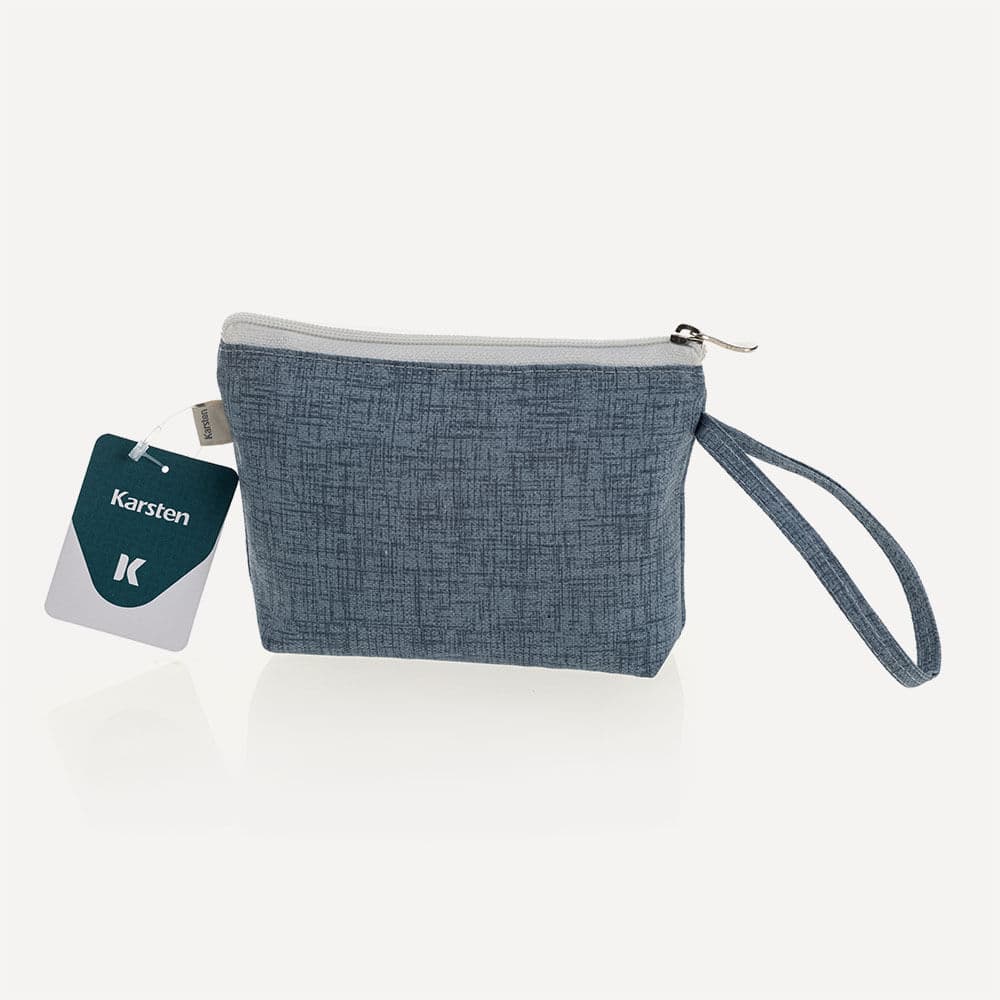 Necessaire Impermeável de Riscas Azul 13cm x 17cm